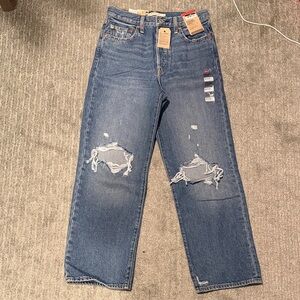 Levi's Women's Blue Distressed rib cage high waisted jeans 27x27